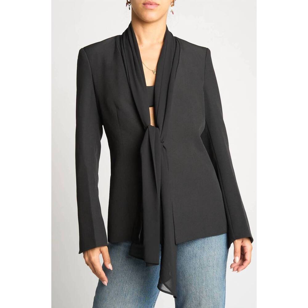 NEW SANS SOUCI scarf tie front blazer in black